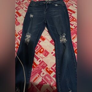 Trendy Distressed Blue Skinny Jeans